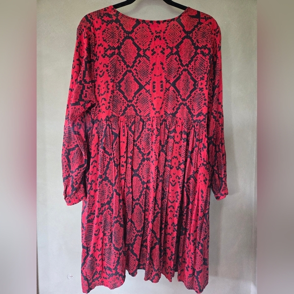Zara | Red V-Neck Bishop Sleeve Sundress, Size L - Picture 6 of 10